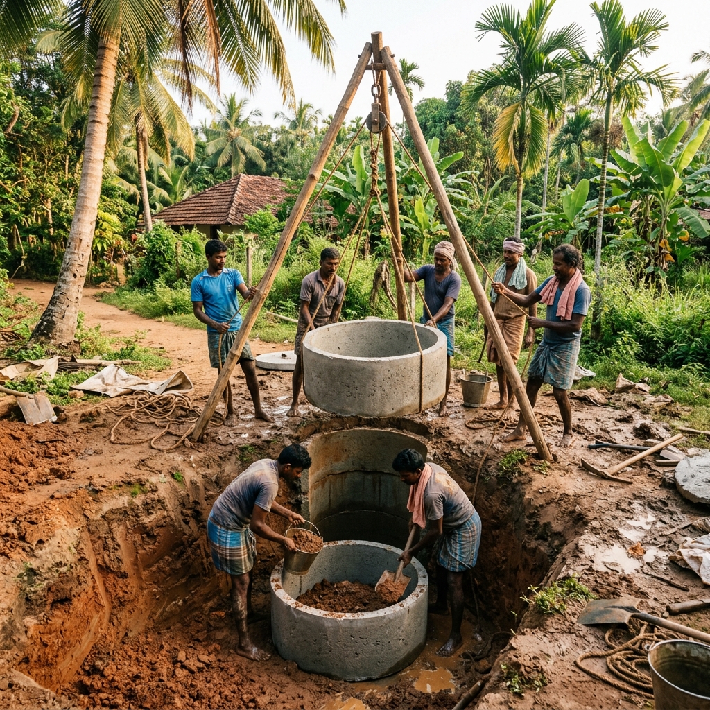 Normal well construction for domestic and commercial use